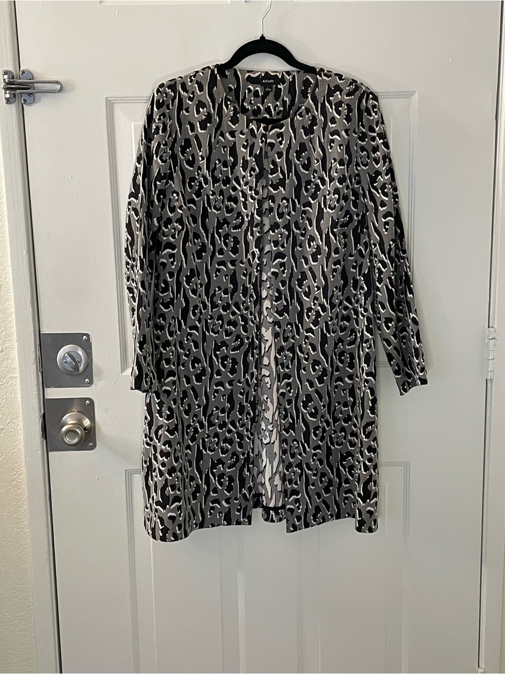 Alfani Longline Animal-Print Dress in Black & Gray